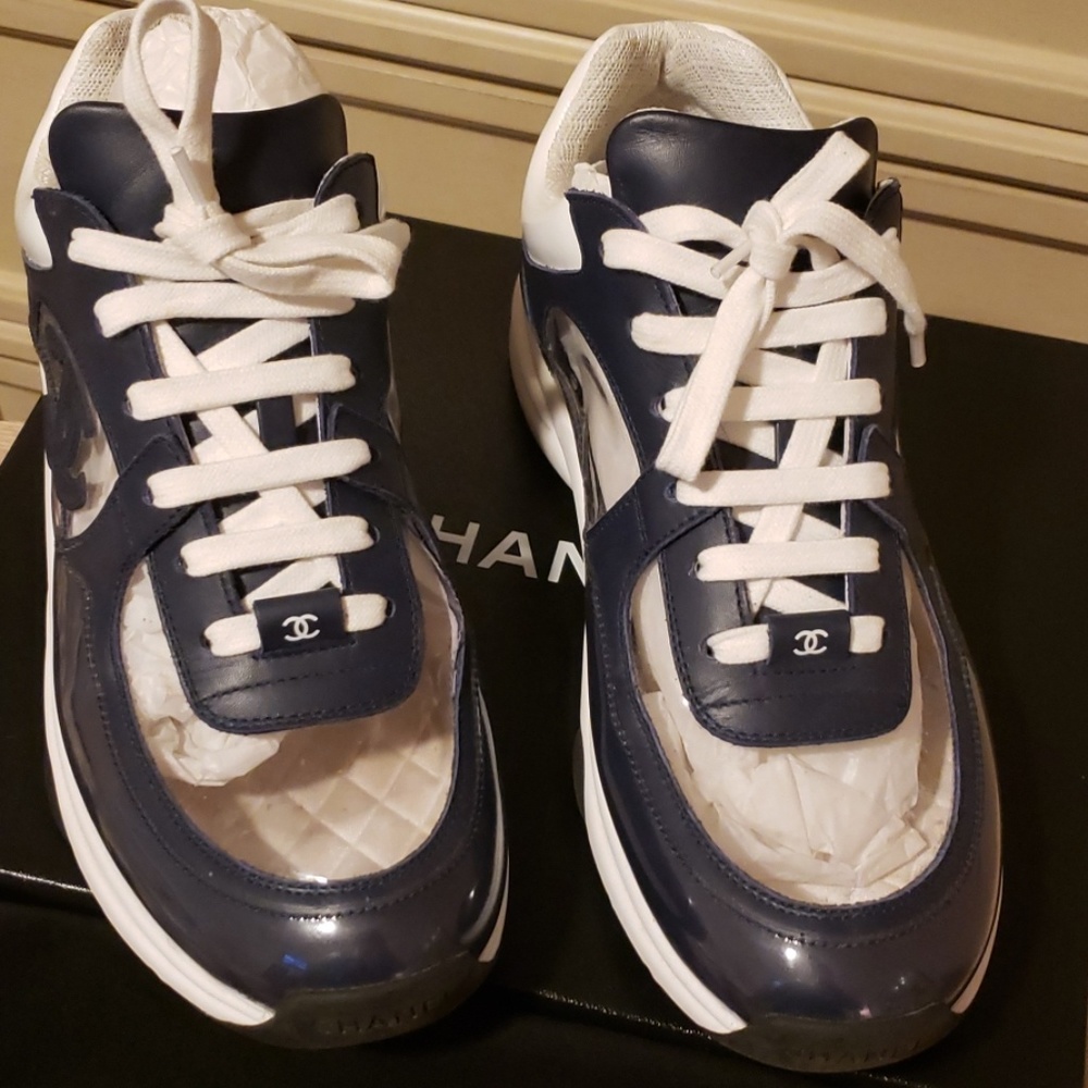 *SOLD* Chanel Runway Navy Trainers 39.5 - Picture 2 of 8